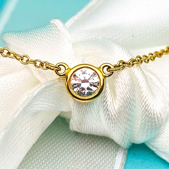Tiffany & Co .14 ct Elsa Peretti Diamond by the Yard Necklace 18K 16” MSRP $1525 - Picture 1 of 10